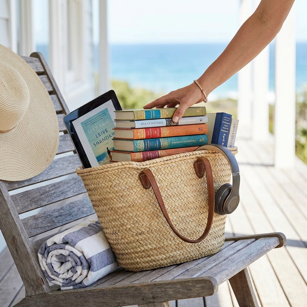 Summer reading as entertainment: how to build a ‘beach bag’ reading stack (print, ebook, and audiobook) that matches your mood