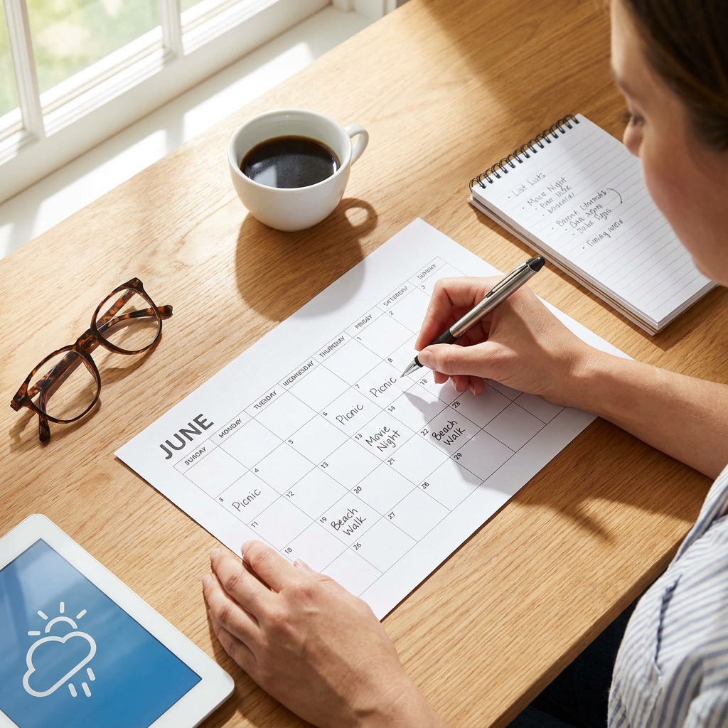 Sunday night entertainment: a ‘June weekend plan’ calendar you can fill in 15 minutes (with 30 ideas)